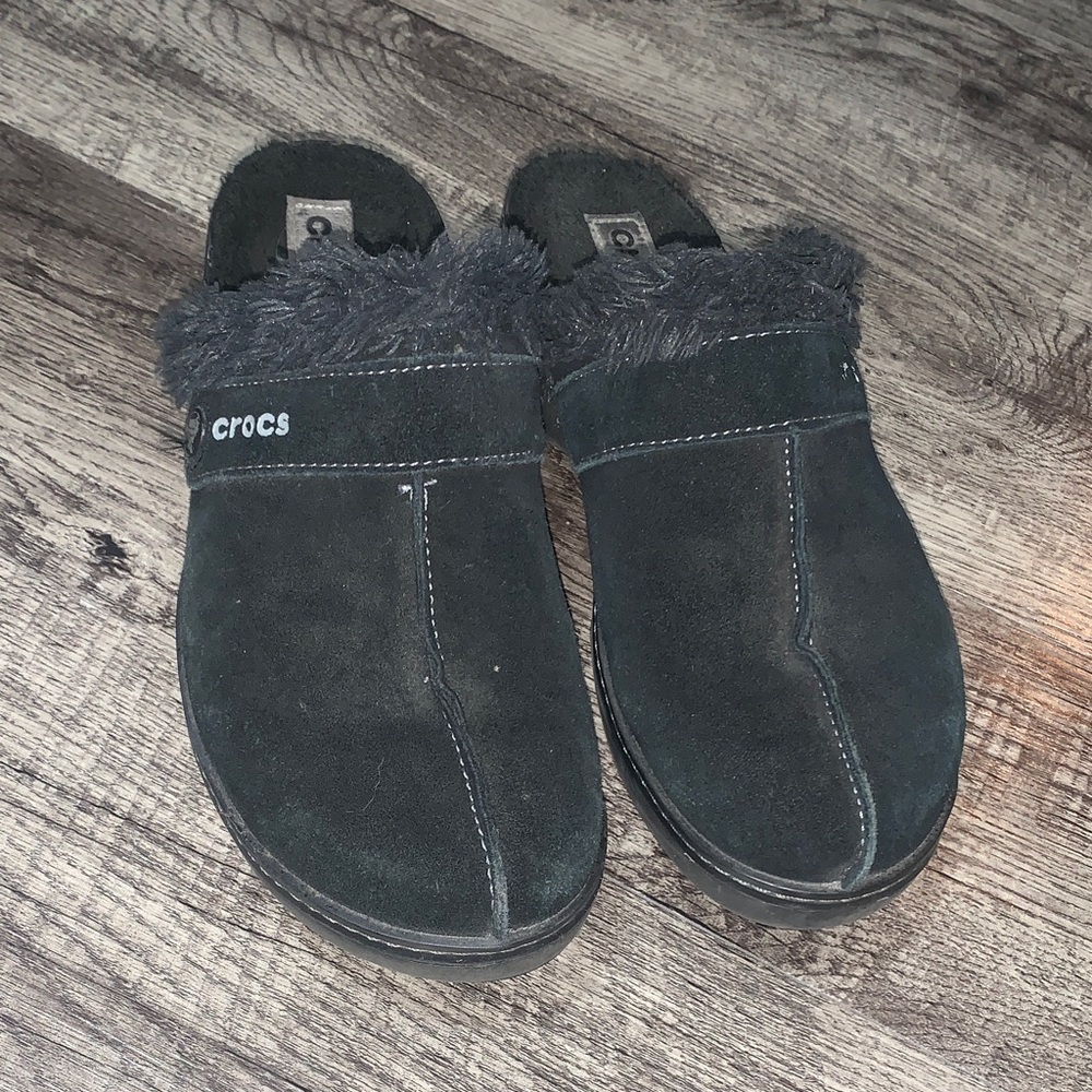 Crocs Black Suede Shoes - Women’s size 8